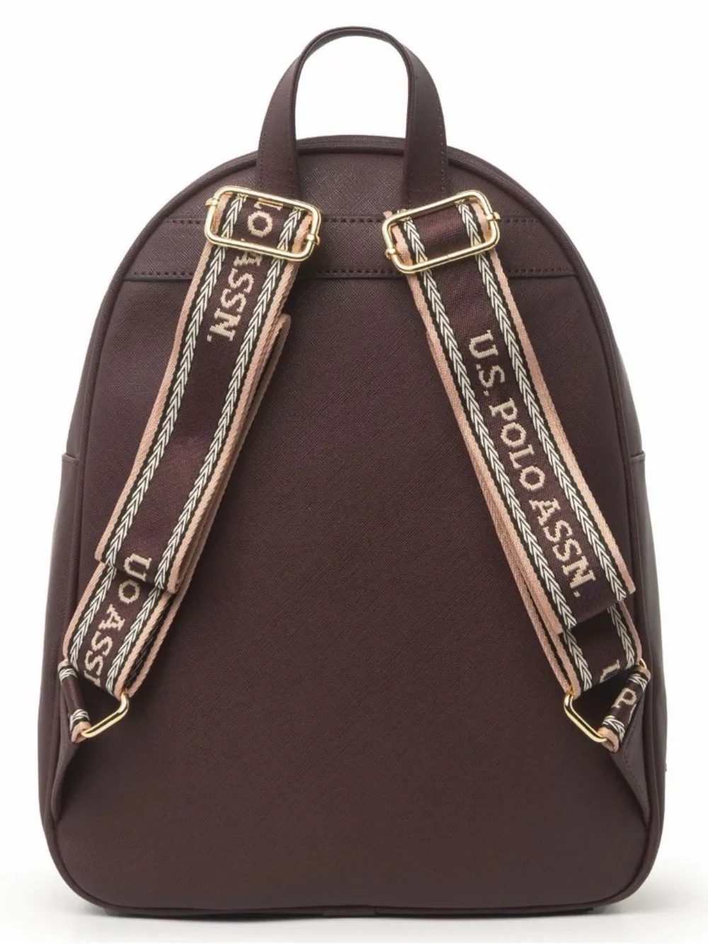 U.S. Polo Assn. Saffiano Backpack in Burgundy with Gold Hardware